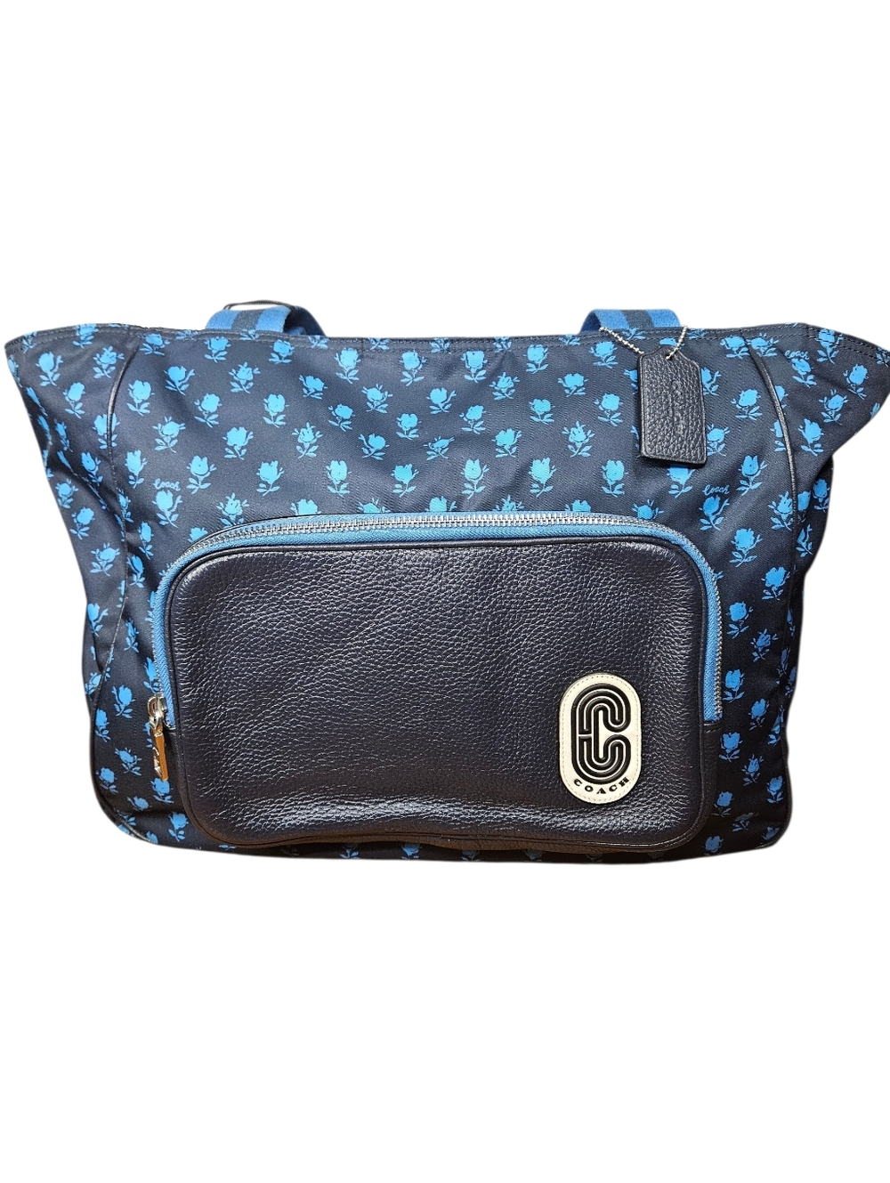 Coach Badlands Floral Print Nylon w/Pebble Leather Trim Tote Bag